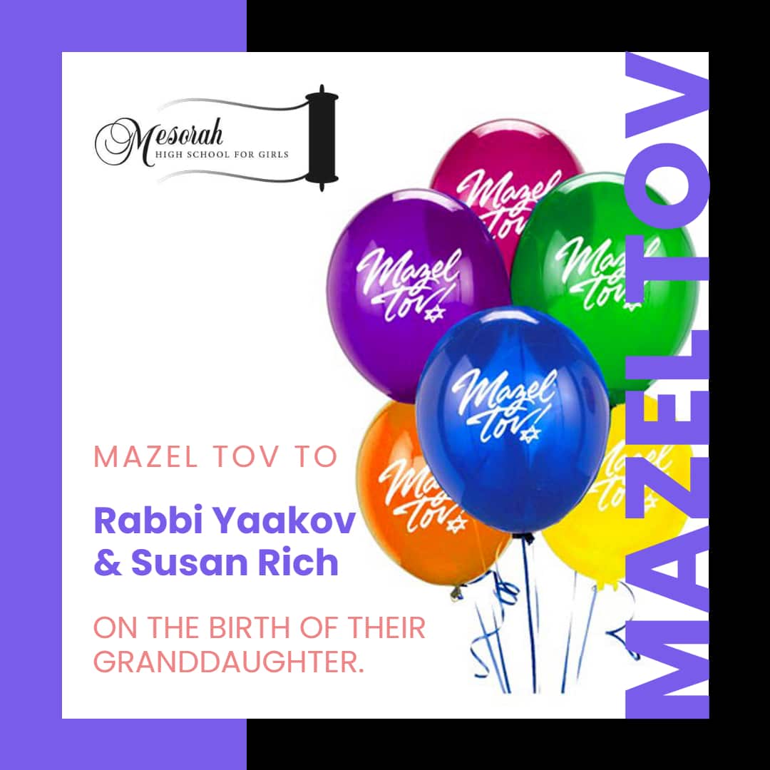 Mazel Tov to Rabbi Yaakov & Susan Rich on the Birth of Their Granddaughter
