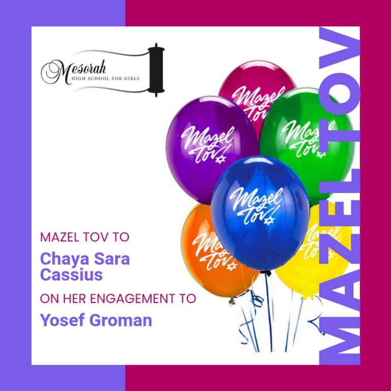 Mazel Tov to Chaya Sara Cassius on Her Engagement to Yosef Groman